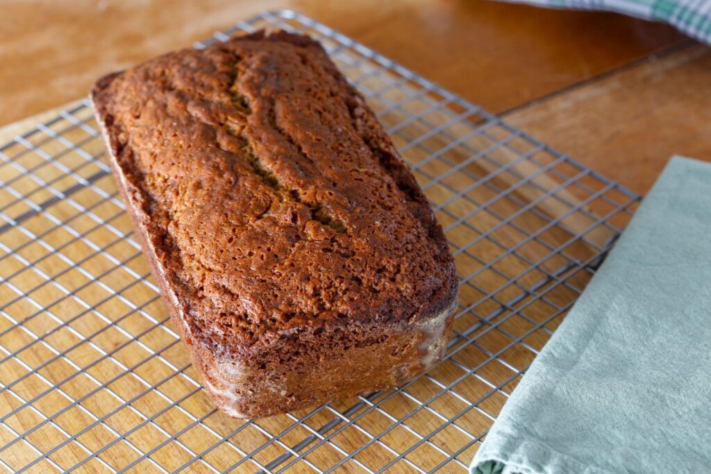 Homemade gluten-free banana bread baked with Dogah Foods Plantain Flour.
