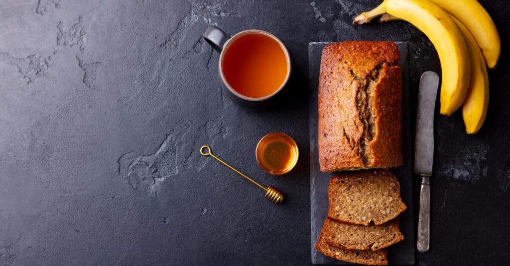 Homemade gluten-free banana bread baked with Dogah Foods Plantain Flour.